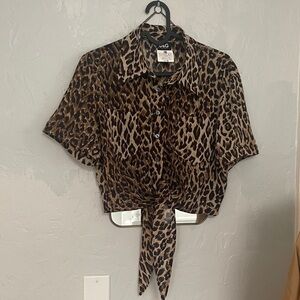 D&G Leopard Print Tie-Front Blouse